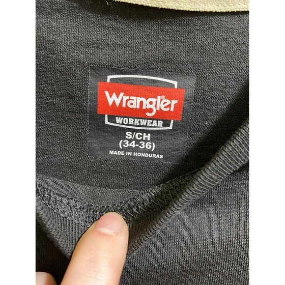 Wrangler Workwear Mens Long Sleeve Pocket T-Shirt Black Heavyweight RelaxedFit S - Picture 3 of 4
